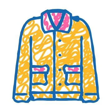 Wool jacket outerwear female icon doodle illustration Stock Illustration