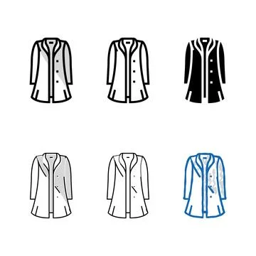Wool jacket styles outerwear female color icon vector Stock Illustration