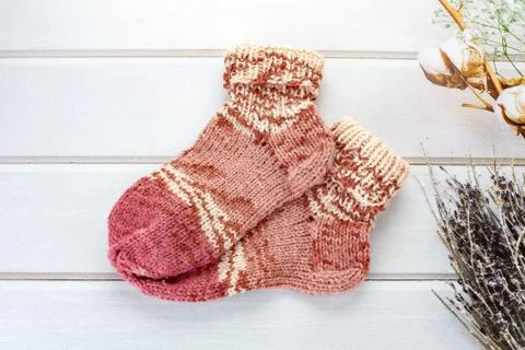 Wool knitted socks Stock Photos