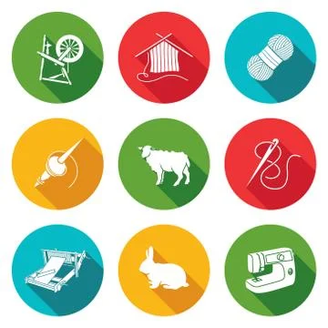 Wool, knitting Icons Set. Vector Illustration Stock Illustration
