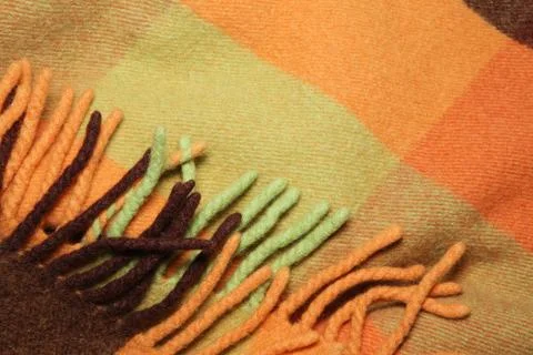 Wool plaid texture with fringe Stock Photos
