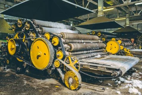 Wool production factory machine Stock Photos