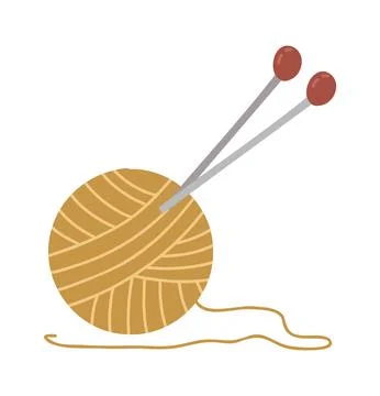 Wool red bal. Handcraft doodle. Vector illustration Stock Illustration