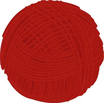 Wool red yarn ball isolated on white Illustrazione stock