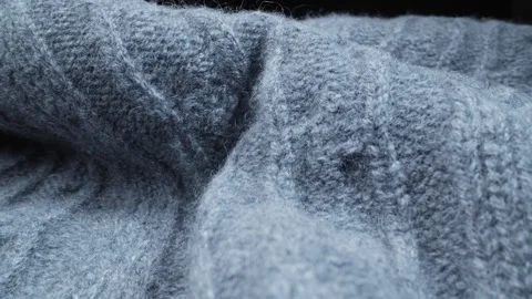 Wool scarf. Macro shooting of textile. Camera slide over cashmere Video stock 264140941