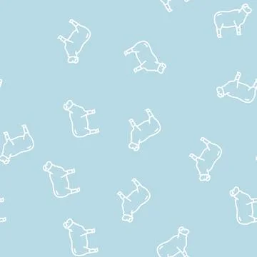 Wool sheep line seamless pattern Stock Illustration