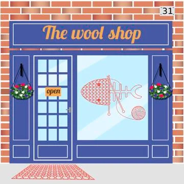 Wool shop building.  Stock Illustration