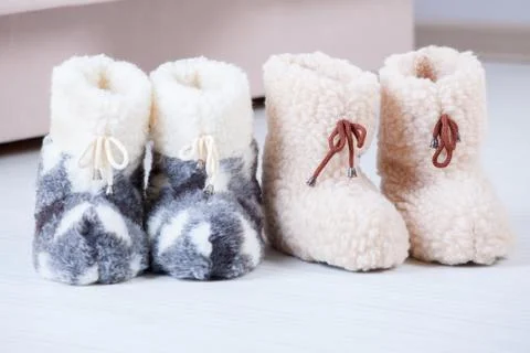 Wool slippers Stock Photos