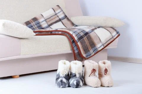 Wool slippers Stock Photos
