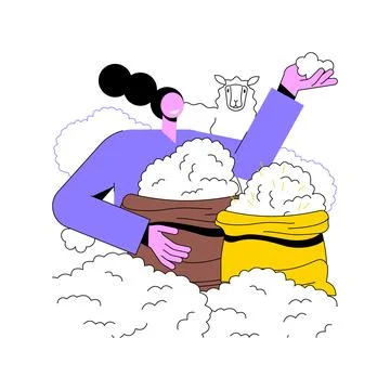 Wool sorting and grading isolated cartoon vector illustrations. Stock Illustration