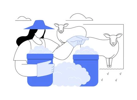 Wool sorting and grading isolated cartoon vector illustrations. Ilustración de archivo