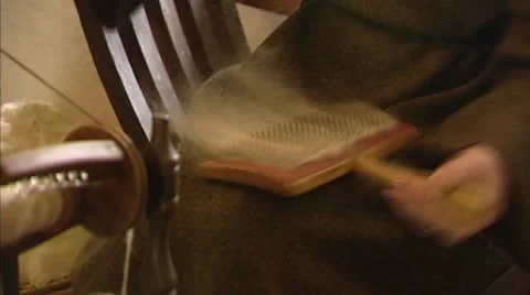 Wool spinner combing wool. Stock-Footage 21271475