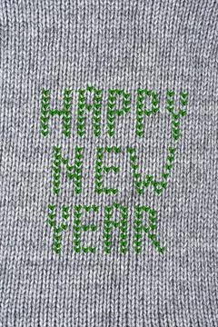 Wool texture Woven wool white fabric texture with happy new year sign Copy... Stock-Fotos