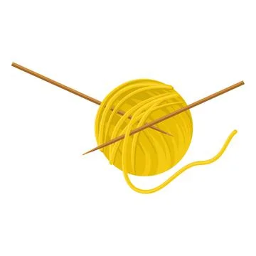 Wool thread ball and knit wood needle Stock Illustration
