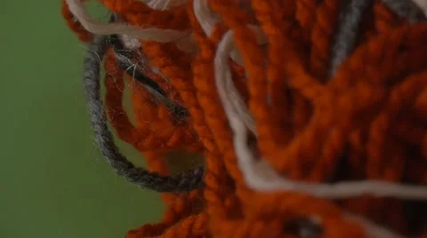Wool of Three Colors Moving on Green Screen Someone Moves the Colorful Threads Stock Footage 61604526