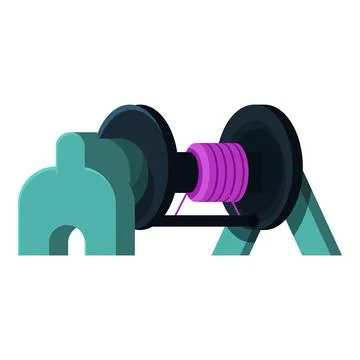 Wool winder machine winding purple yarn on spool for knitting and weaving Stock Illustration