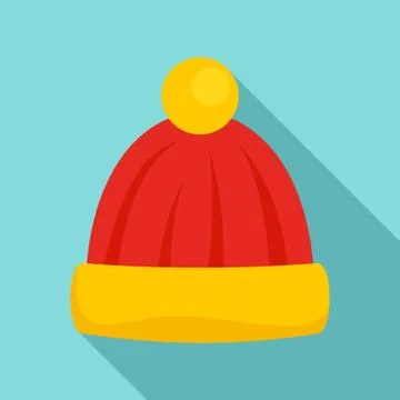 Wool winter hat icon, flat style Stock Illustration