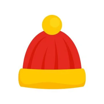 Wool winter hat icon, flat style Stock Illustration