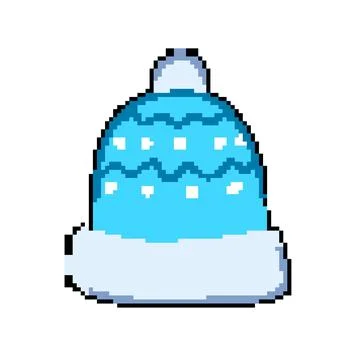 Wool winter hat knit pixel art vector illustration Stock Illustration