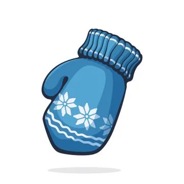 Wool winter mitten with pattern. Glove for cold weather Stock Illustration