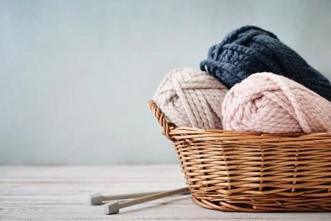 Wool yarn in coils Stock Photos