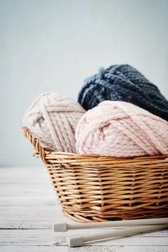 Wool yarn in coils Stock Photos