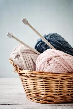 Wool yarn in coils Stock Photos