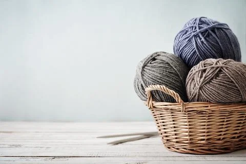 Wool yarn in coils Stock Photos