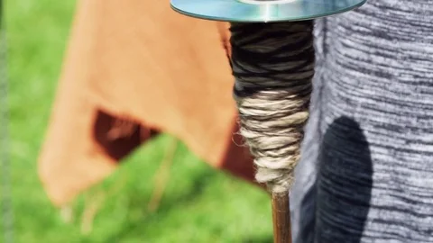 Wool Yarn Loom Spinning Artisan Handmade 5k HD Stock Video Footage Stock Footage 80933927