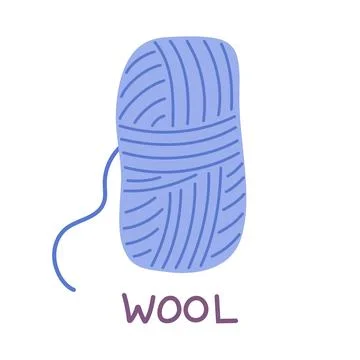 Wool yarn skein vector illustration. Cozy blue yarn ball isolated on white 库存插图