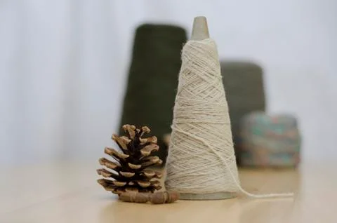 Wool yarn spools Stock Photos