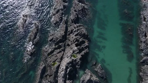 Woolacombe Beach Rock formation Stock Footage 147674032