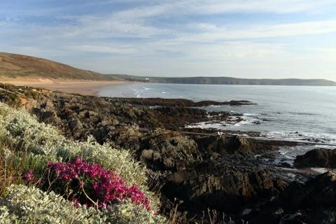 Woolacombe  north  devon coast Stock Photos