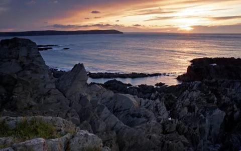 Woolacombe rocky bay Stock Photos