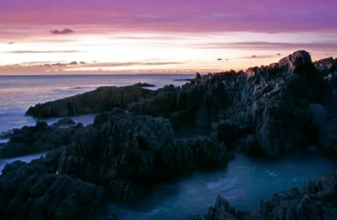 Woolacombe rocky bay Stock Photos
