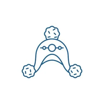 Woolen hat line icon concept. Woolen hat flat vector symbol, sign, outline Stock Illustration