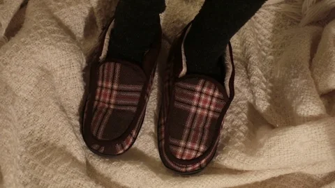 Woolen slippers Stock Footage 82923719