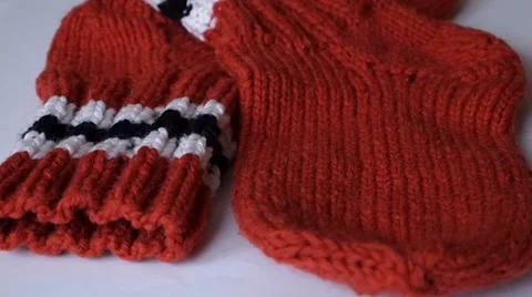Woolen socks,hand-knitted, background Video stock 35121630