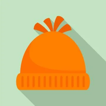 Woolen winter hat icon, flat style Stock Illustration