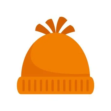 Woolen winter hat icon, flat style Stock Illustration