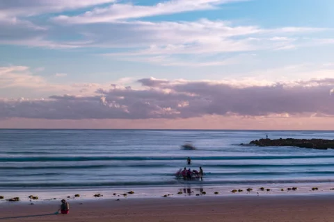 Woolgoolga Beach, NSW, Sunrise timelapse Stock Footage 237484310