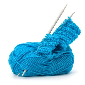Woollen thread and knitting needle. needlework accessories. Foto stock