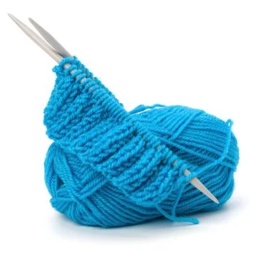 Woollen thread and knitting needle. needlework accessories. Stock Photos