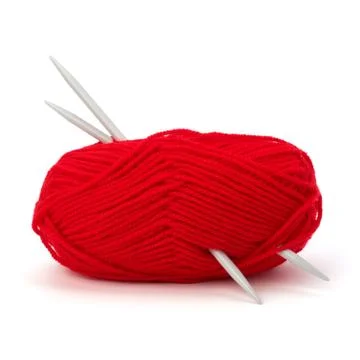 Woollen thread and knitting needle. needlework accessories. Stock Photos
