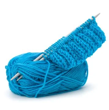 Woollen thread and knitting needle. needlework accessories. Foto stock