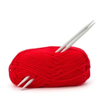 Woollen thread and knitting needle. needlework accessories. Foto stock