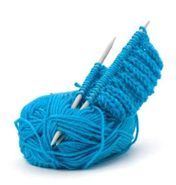 Woollen thread and knitting needle. needlework accessories. Foto stock