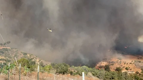 Woolsey Fire Helicopter 1 Stock Footage 98952721