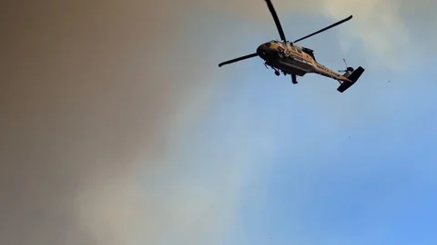 Woolsey Fire Helicopter 2 Stock Footage 98952759