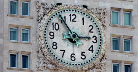 Woolworth Building Clock closeup during a hot New York City summer day Stock Footage 67291181